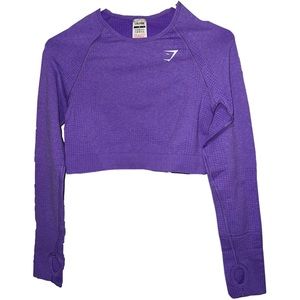 Gymshark Vital Seamless 2.0 Long Sleeve Crop Top - Bright Purple Marl